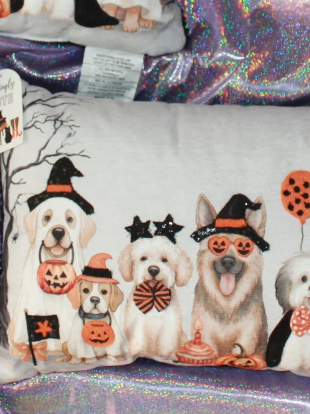 Halloween Dog Pillows Set of 2 with Sequins by Hauntingly Cute NWT